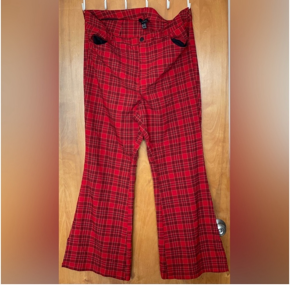 Flare plaid jeans